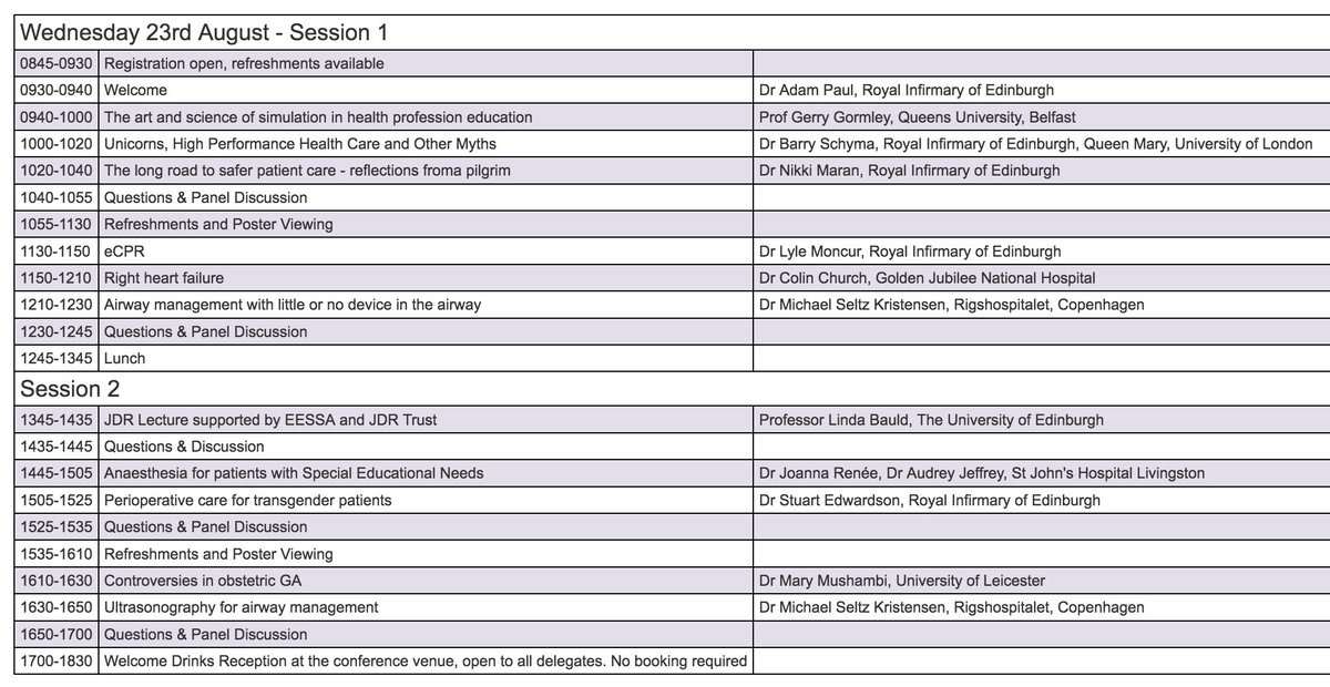 EAFestival's tweet photo. The Edinburgh Anaesthesia Festival is Back!
#EAFest23 

Dates:
Wednesday 23rd August - Friday 25th August 2023

Venue:
Royal College of Physicians of Edinburgh

Registration:
Book your place here now: https://t.co/CXSVDNJDHt

Here's a snapshot of what's in store for you! https://t.co/RobmQH2ERm