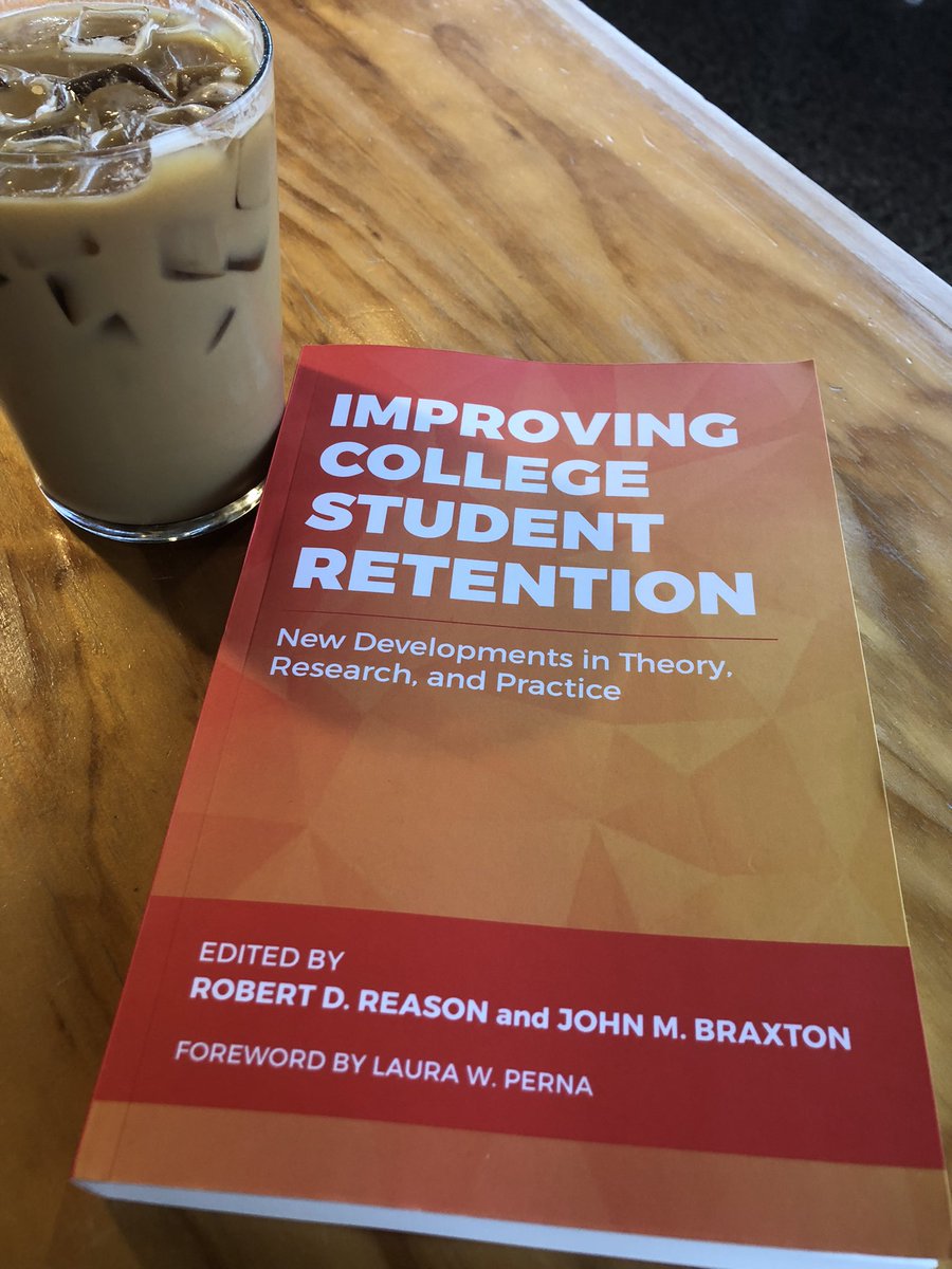 HigherEdSoc's tweet photo. Print copy just arrived &amp; decided to take a moment to read my latest chapter w/ @PJesseRine in this new edited vol by Reason &amp; Braxton on college student retention. Once finished, I try to take time to engage my authored works as a reader… caffeinated beverage required :) https://t.co/xuGOJ4LxGr