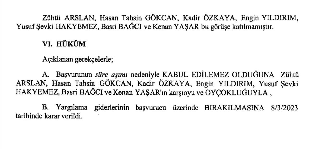 🔴 Anayasa Mahkemesi, avukatla takip edilen işlerde bireysel başvuru süresinin kararın vekile tebliğ ile (vekil tarafından öğrenilmesi ile) değil; asilin UYAP’tan öğrenmesi ile başlayacağına karar verdi.