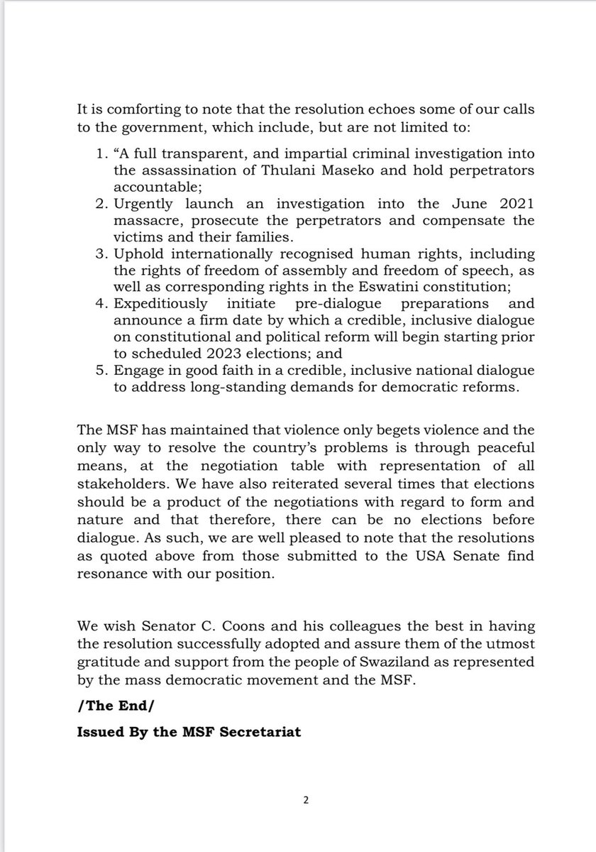 The full text of the MSF statement to the US Senate on resolution 174