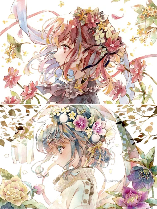 透明水彩*花冠秋冬 #illustration