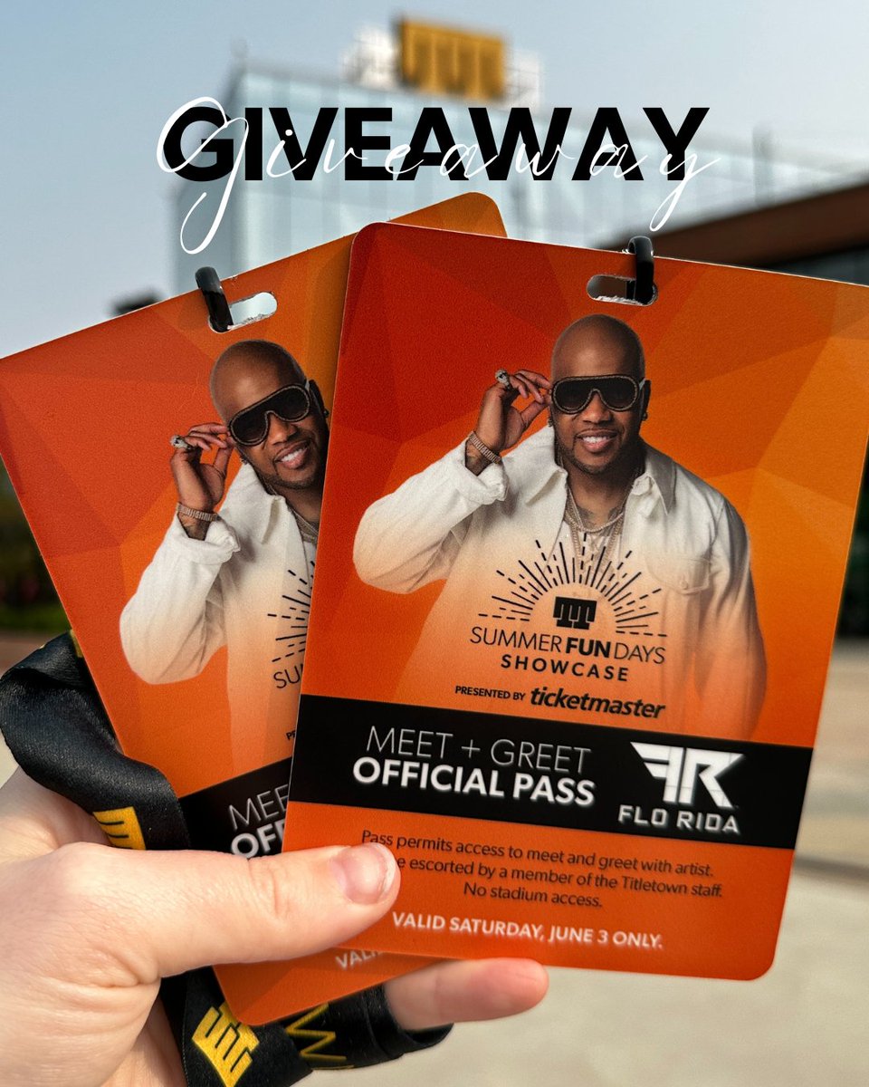 ❗️GIVEAWAY❗️ Flo Rida is coming to Titletown on Sat., June 3🔜 

So we are giving 8 social media followers 2 meet + greet passes for our Summer Fun Days Showcase presented by Ticketmaster!

How to Enter:
☀️ Retweet
☀️ Like this tweet
☀️ Following Titletown
