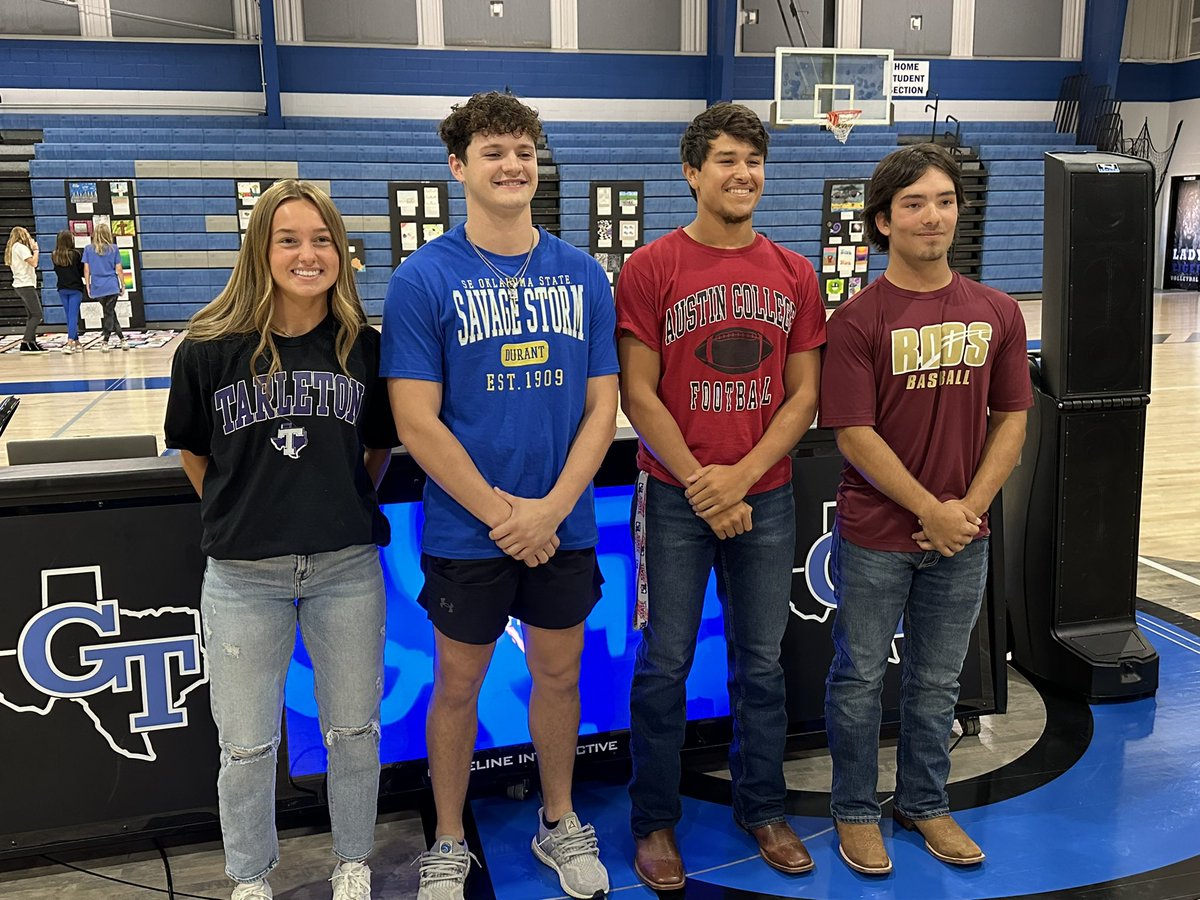 Hunter Smith (@huntersmithtv) on Twitter photo Big signing day at Gunter as four Tigers sign to compete at the next level.
<a href="/GunterHSTigers/">Gunter High School Tigers #TPW</a> <a href="/GunterBaseball/">Gunter Baseball</a> <a href="/GunterTrack/">Gunter Track & Field</a> <a href="/gunter_football/">Gunter Tiger Football (5xStateChamps)</a> <a href="/Ivyhellman12/">Ivy Hellman</a> <a href="/avarcantrell/">Ava Cantrell</a> <a href="/DjLowery10/">Dakota Lowery 10</a> <a href="/AlemanPeyton/">Peyton Aleman</a> Big signing day at Gunter as four Tigers sign to compete at the next level.
<a href="/GunterHSTigers/">Gunter High School Tigers #TPW</a> <a href="/GunterBaseball/">Gunter Baseball</a> <a href="/GunterTrack/">Gunter Track & Field</a> <a href="/gunter_football/">Gunter Tiger Football (5xStateChamps)</a> <a href="/Ivyhellman12/">Ivy Hellman</a> <a href="/avarcantrell/">Ava Cantrell</a> <a href="/DjLowery10/">Dakota Lowery 10</a> <a href="/AlemanPeyton/">Peyton Aleman</a>