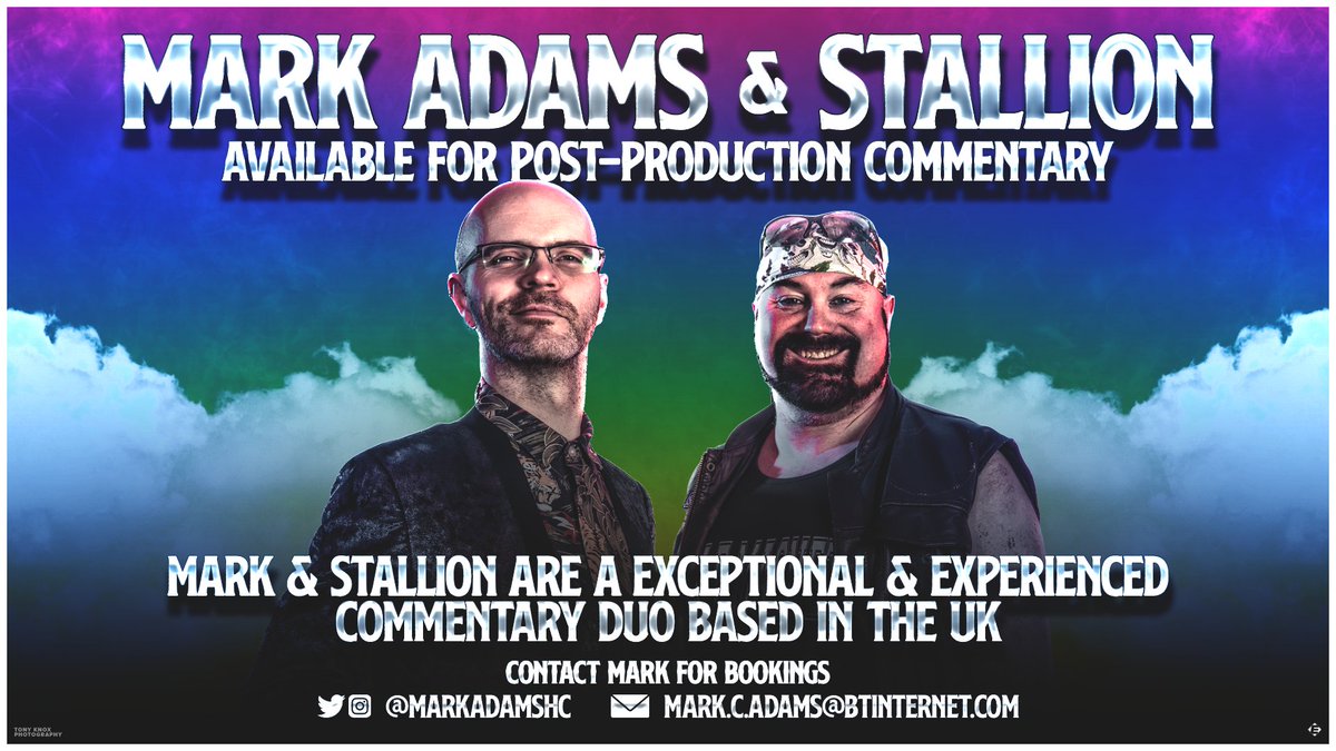 MarkAdamsHC's tweet photo. I'm delighted to announce my post-production commentary service for professional wrestling. 

I've teamed up with four of the most colourful and capable commentators in British wrestling to offer unique combinations.

@Priscillaqotr
@SimonHOfficial
@Stallionmatt
@JimSterling https://t.co/k1bARWy2td