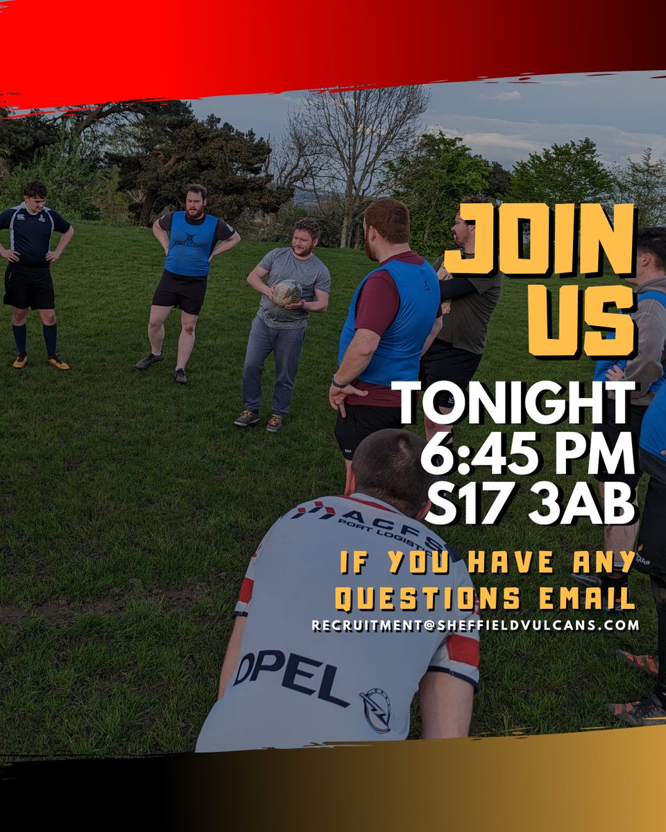 It's never too late to become a Vulcan. You can join us up at @SheffTigersRUFC at 6:45 for tonight's training session. You'll find us on the bottom far pitch. See you there! #SheffieldVulcans #InclusiveRugby #IGRClubhouse #StrongerTogether #WAVAW