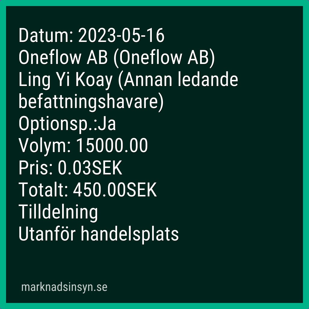 svenroed's tweet image. Insynshandel #oneflow (källa FI). #oneflow #SE0017564461 $onef oneflow