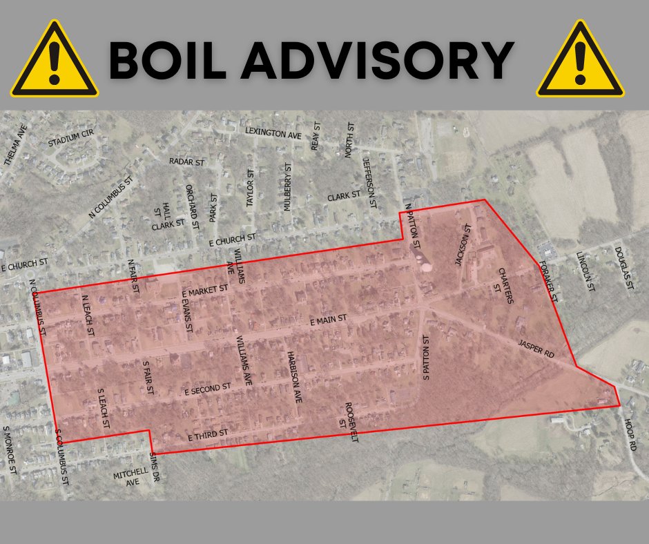 The City of Xenia has issued a boil advisory for the area in red below following an overnight water main break. Here are safety reminders to follow during a boil advisory: ci.xenia.oh.us/CivicAlerts.as…