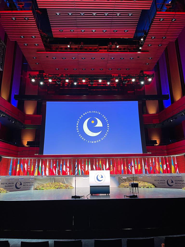 HonoraryIceland's tweet photo. 46 delegations are gathering right now in the center of Europe for these so important 2 days for the #coEReykjavikSummit #democraty #HumanRights #rulesoflaw #standforukraine https://t.co/H3XlcAxODf