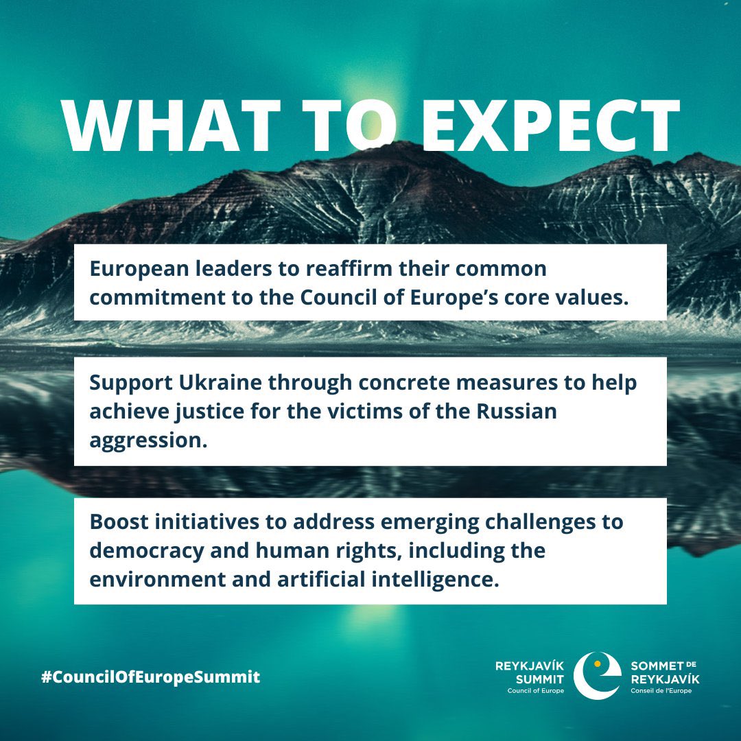 46 delegations are gathering right now in the center of Europe for these so important 2 days for the #coEReykjavikSummit #democraty #HumanRights  #rulesoflaw #standforukraine
