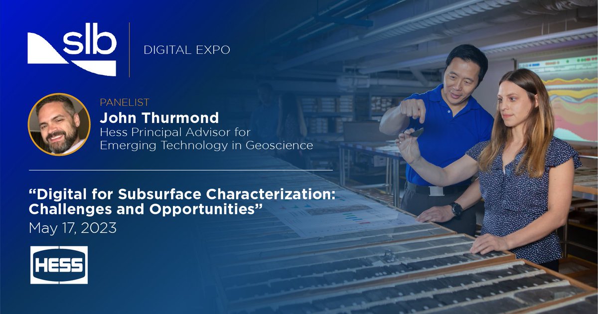 HessCorporation's tweet image. John Thurmond, Hess Principal Advisor for Emerging Technology in Geoscience will participate in a panel discussion on the theme, “Digital for Subsurface Characterization: Challenges and Opportunities,” during SLB’s Digital Expo on May 17.

Learn more: bit.ly/44XIYrY…
