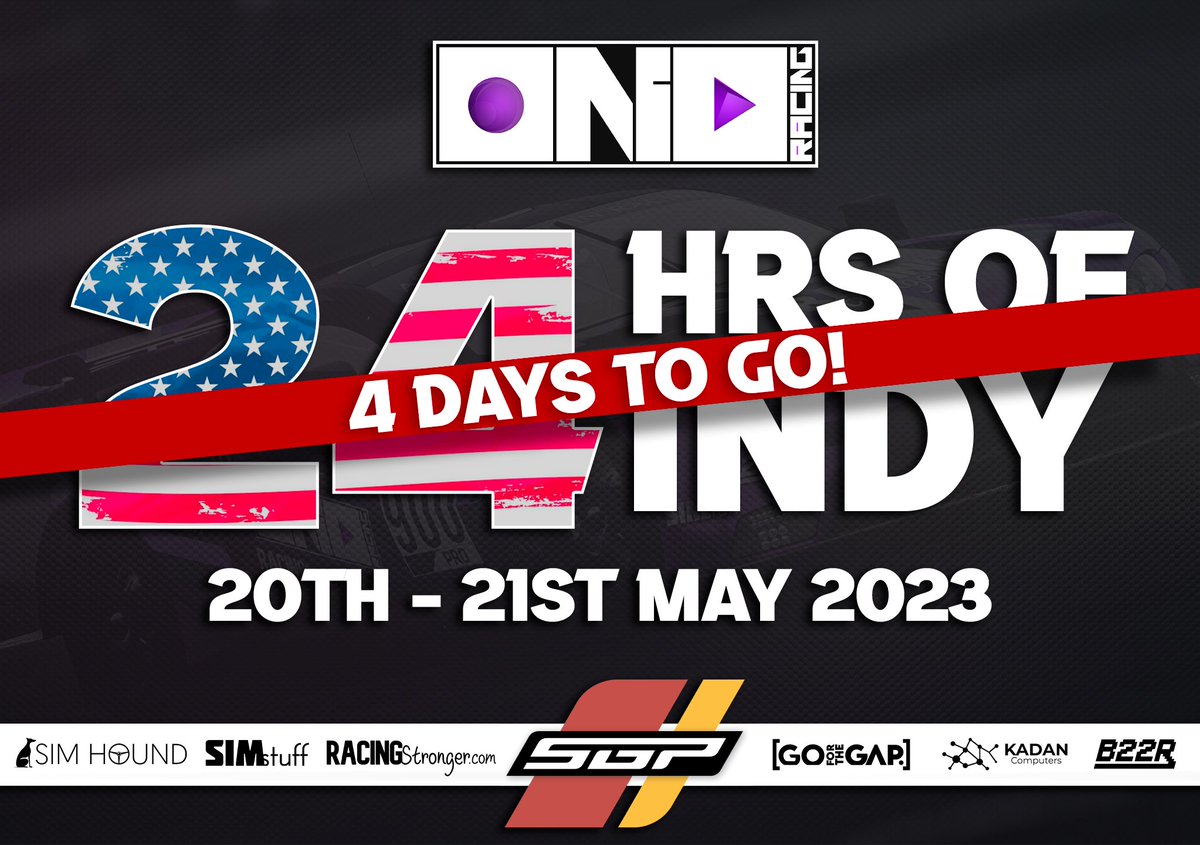 Doing anything this weekend? 4 days to go &amp; some spaces have opened up, get signed up asap for our biggest event of the year!

All 24 hours live streamed &amp;  live stewarded!

beta.simracing.gp/events/WjvyUy1…