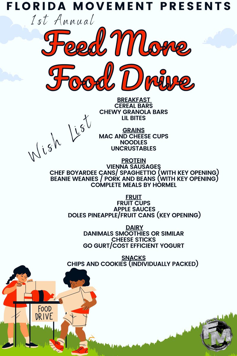 KweenBeeHTIC's tweet photo. We are still ACCEPTING donations! Our wish list is almost complete!!! 
Items we still need; uncrustable, ready to eat meals, fruit cups, applesauce, smoothies, cheese sticks, water and juices.. 
#FeedMore #BeMore #FLM #stopfoodinsecurity #forthekids https://t.co/xwYmrzAlYb