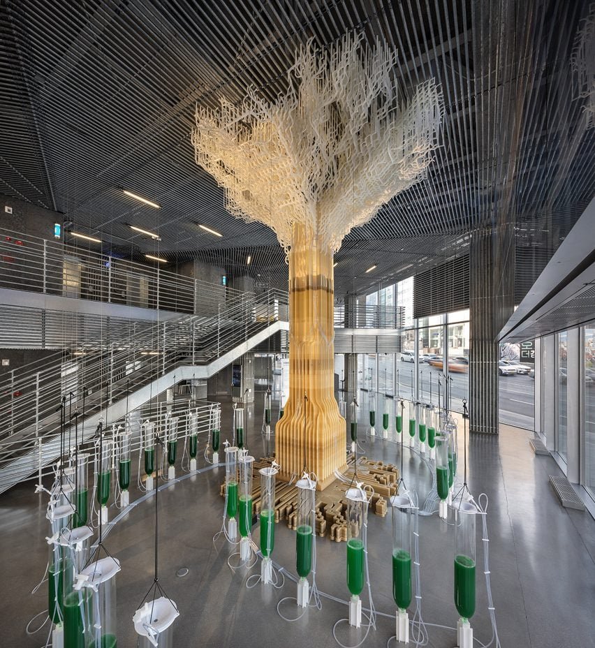 Design practice EcoLogicStudio has turned algae into a biodegradable biopolymer, from which it has 'grown' a 3D-printed, 10-metre-tall tree that carries out photosynthesis...