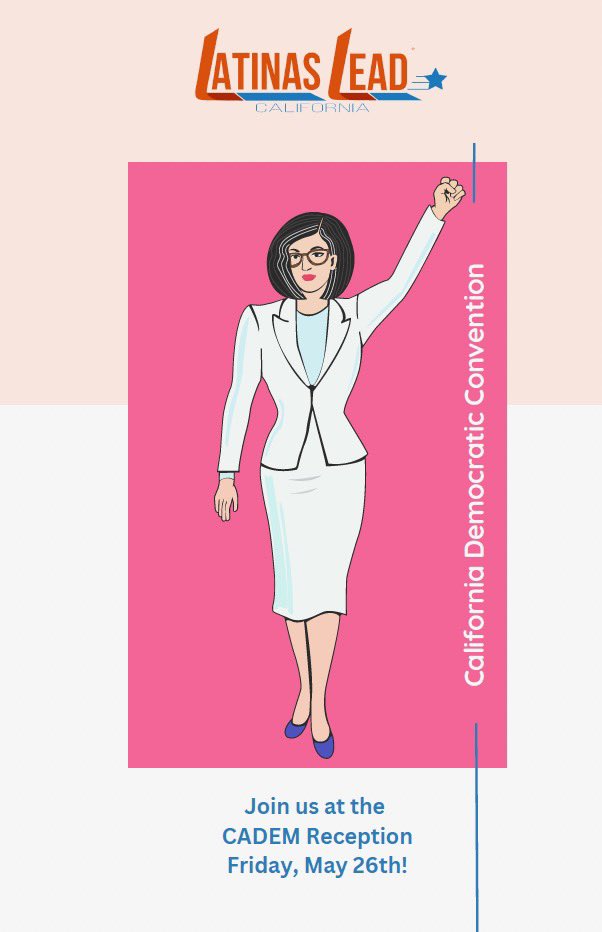 LatinasLeadCA's tweet photo. Register Now for the MROD &amp; LLCA CADEM Reception! 
May 26 at 7:30pm
 @LadyMRod 
https://t.co/QcgAoLQmsx https://t.co/Epp4YUGsq8