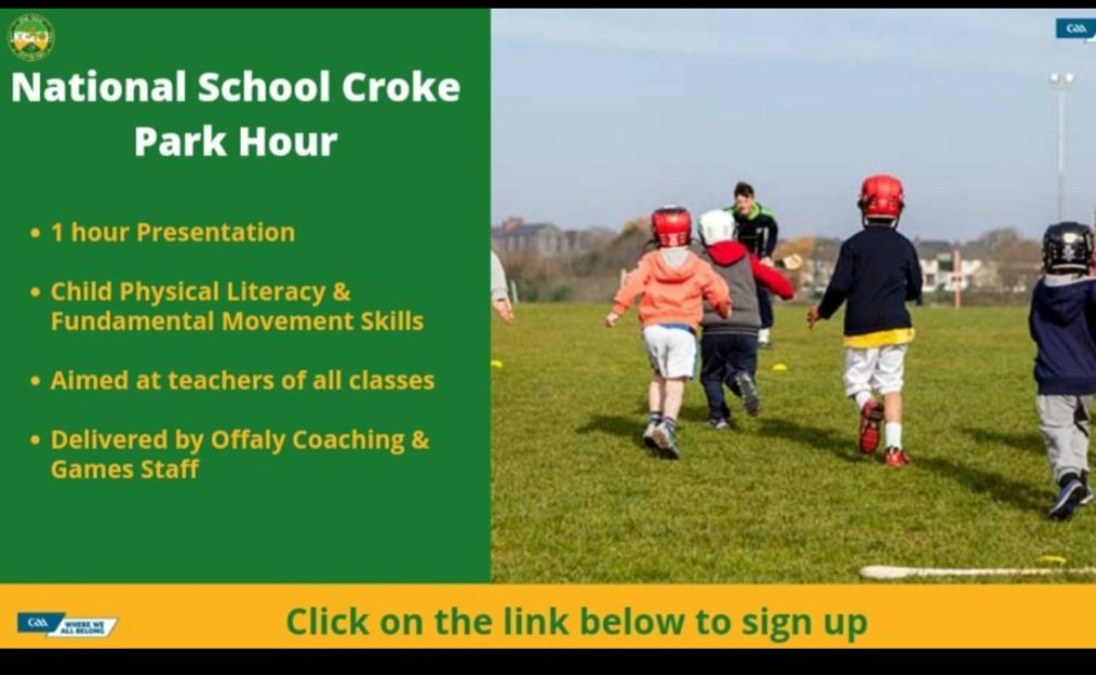 Great to have 16 teachers attending Offaly C&amp;G National school Croke Park hour child physical literacy workshop today in Educate Together NS Tullamore. 

Thanks to Principal Cathy Lyons for organising and to <a href="/DamienColeman4/">Damien Coleman</a> for the engaging presentation.
