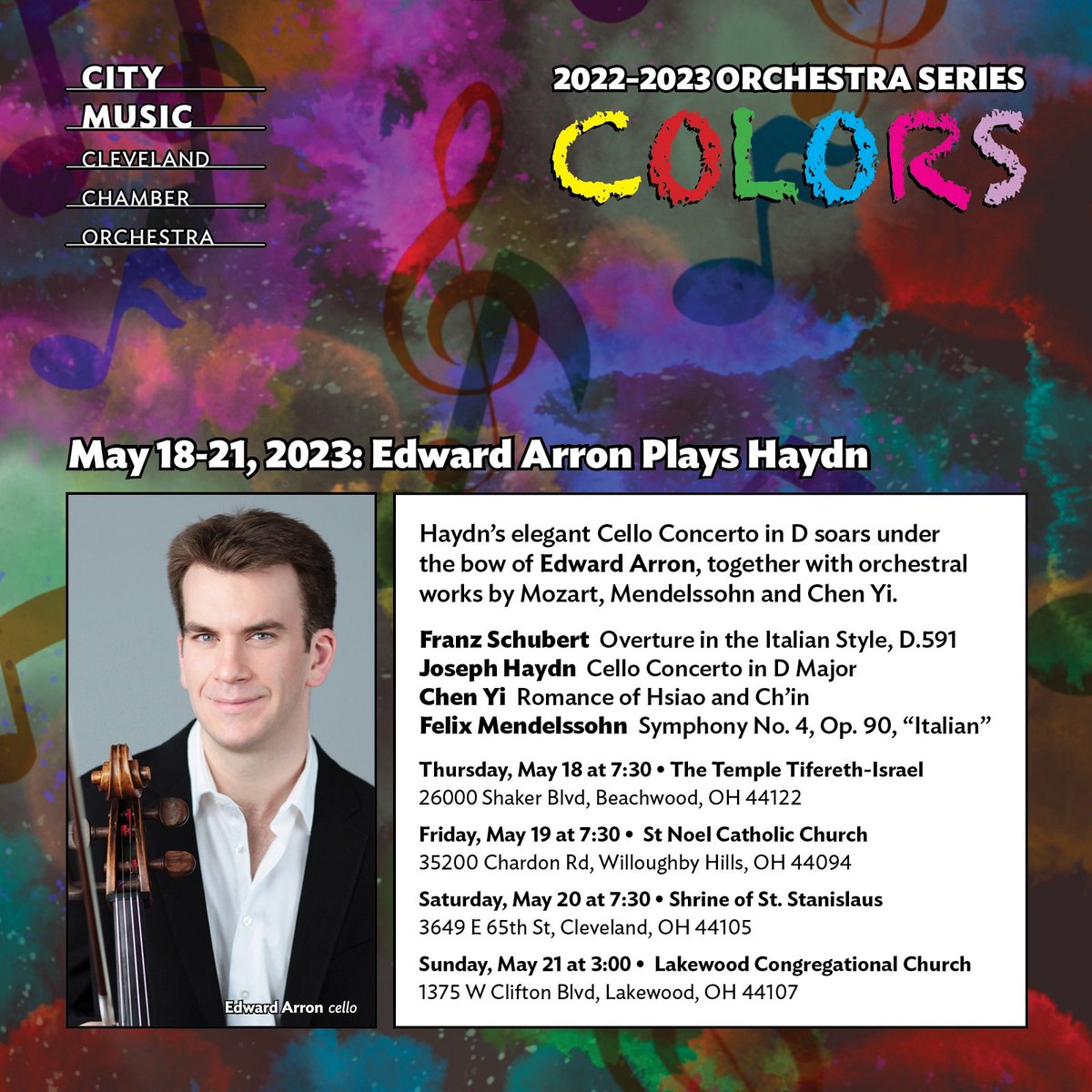 Our season concludes with an exciting program! Four opportunities to catch a performance. 🎶

#Cleveland #NortheastOhio #chamberorchestra #orchestra #classicalmusic