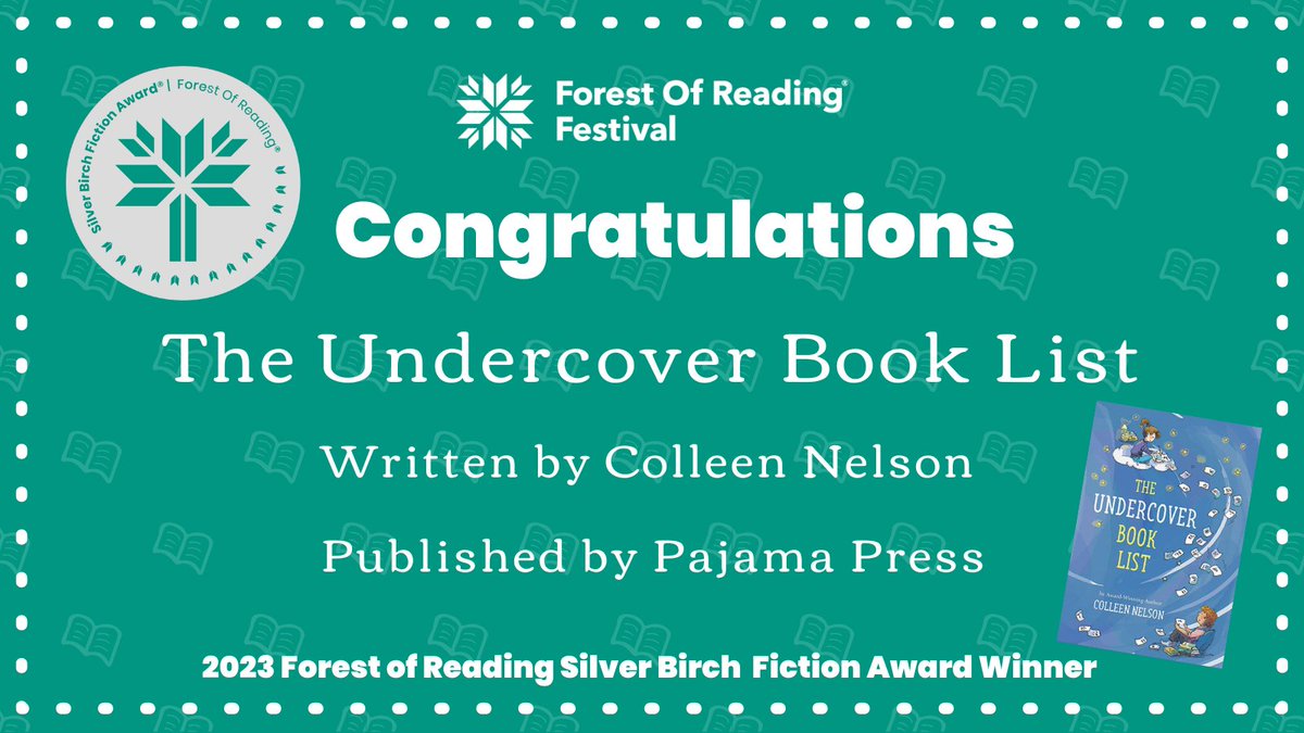 ForestofReading's tweet image. And the winner is… The Undercover Book List, written by Colleen Nelson! Congratulations @ColleenNelson14, for winning the #ForestofReading Silver Birch Fiction Award! 💚 #IReadCanadian @PajamaPress1