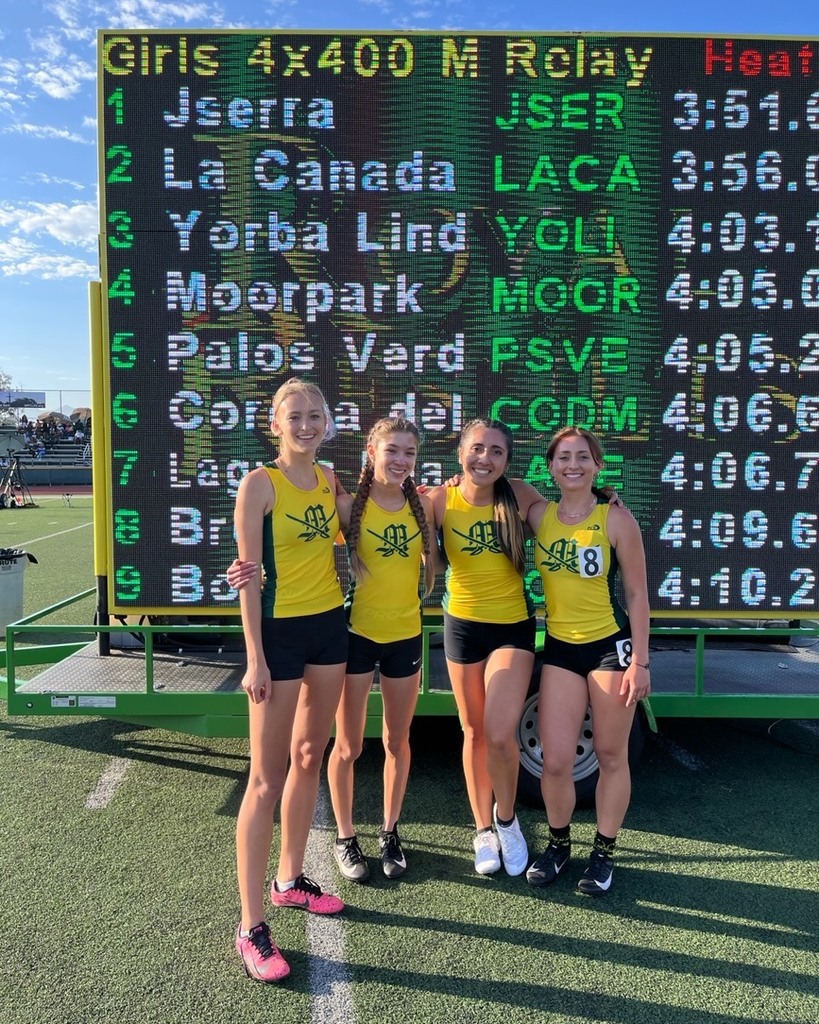Moorpark High School hosted CIF Finals for Track & Field for a second straight year on Saturday, May 13th. Our top finishers were Victor Ezike (HJ 3rd, LJ 4th, TJ 5th), Kade Larson (6th in both shot and discus), and our pictured girls 4x400 relay team (… instagr.am/p/CsT1KjyBYEM/