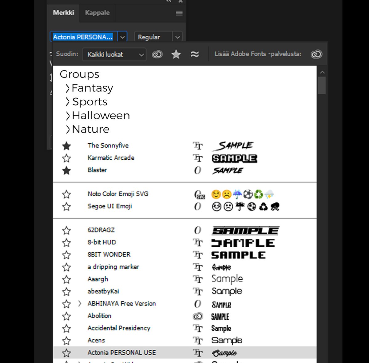Mikaeli (@mikaelifx) on Twitter photo Dear <a href="/Photoshop/">Adobe Photoshop</a>. When can we have the option to make our own font groups? I feel like this could be a really nice way to speed up our workflow! Dear <a href="/Photoshop/">Adobe Photoshop</a>. When can we have the option to make our own font groups? I feel like this could be a really nice way to speed up our workflow!