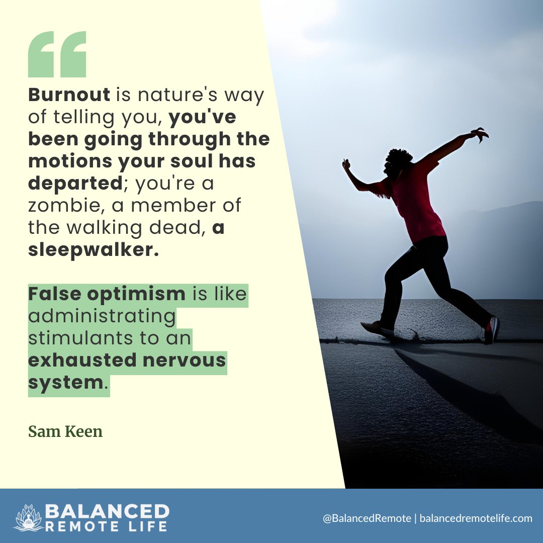 BalancedRemote's tweet image. Burnout is a call for change. How do you maintain motivation while working remotely? #Burnout #RemoteWork #WorkLifeBalance #SamKeen #Mindfulness #MentalHealth #SelfCare #Inspiration   #Motivation #LifeChange
