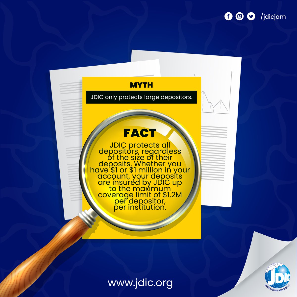 JDICJam's tweet image. 💭 Myth: JDIC only protects large depositors.
✅ Fact: JDIC protects all depositors, no matter the deposit size! Whether you have $1 or $1 million in your account, JDIC ensures your deposits are safe and insured up to $1.2M per depositor, per institution. #JDIC #depositinsurance