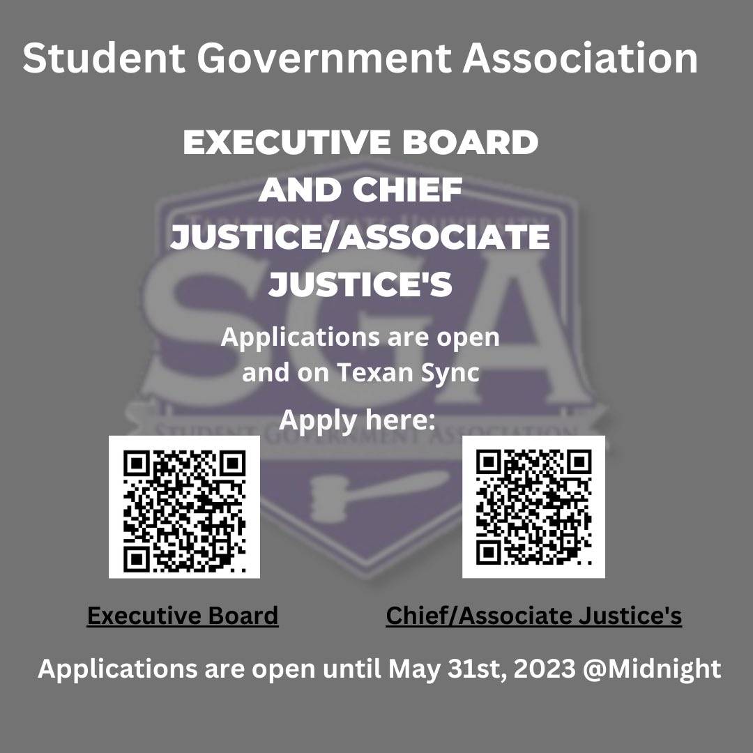 Applications are now open on Texan Sync until May 31st at midnight!