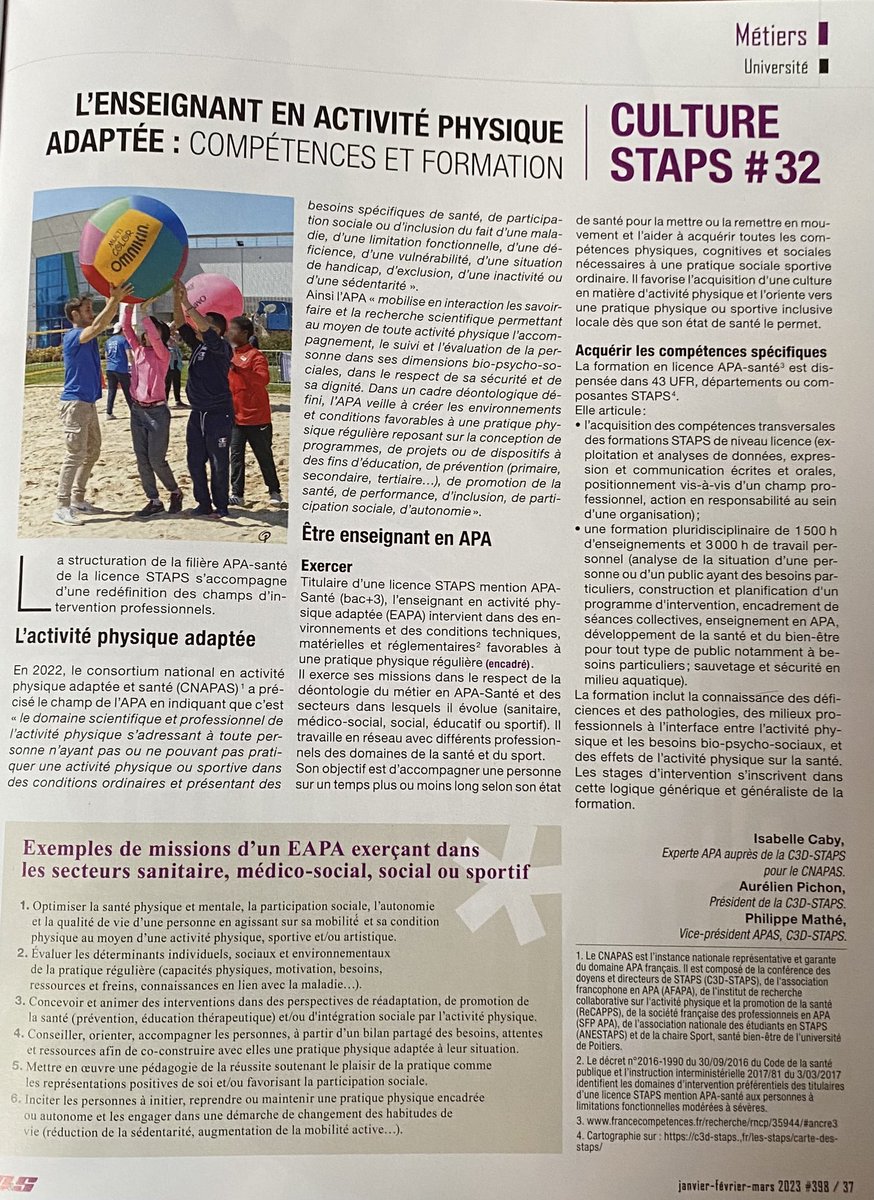 Un article d’actualité 💪#eapa #apa #revueeps #staps #c3d <a href="/AurelienPichon/">Aurélien Pichon</a> <a href="/IsabelleCaby/">Isabelle Caby</a>