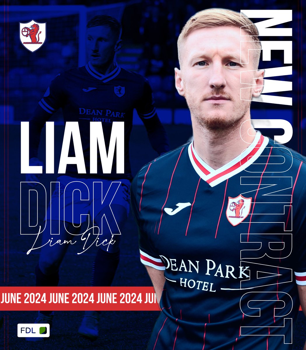 ✍️ Dick extension. We’re delighted to announce Liam Dick has renewed his contract for another year, keeping him at the club until June 2024. Liam’s strong defending and versatility has been vital in his 80 appearances for the club, scoring four goals. #YouBelong