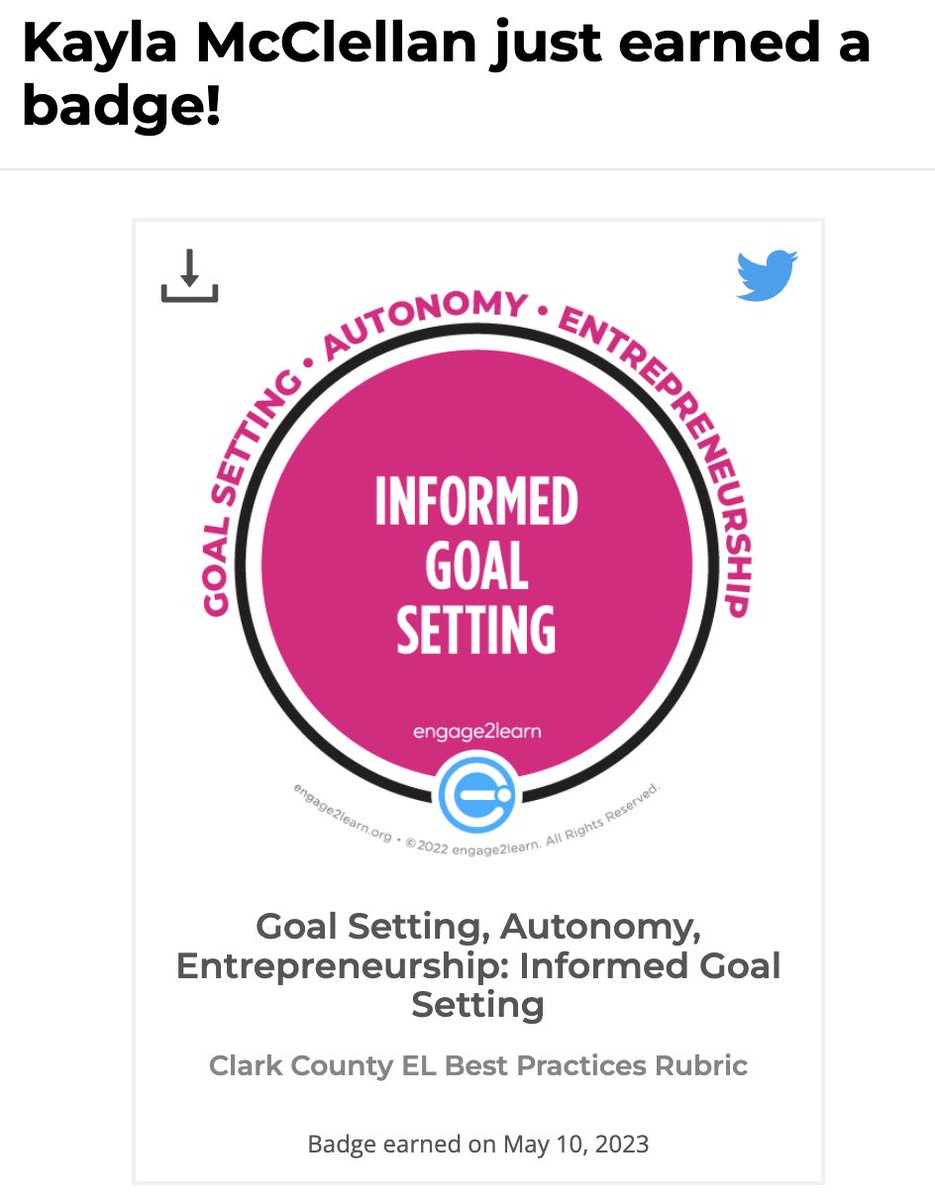 Ms. McClellan from Mountain View ES <a href="/ClarkCountySch/">CCSD</a> is making moves with her Kinder friends! She earned another badge in Goal Setting for encouraging her students to determine what they need support in! So amazing! Way to go! 🎉