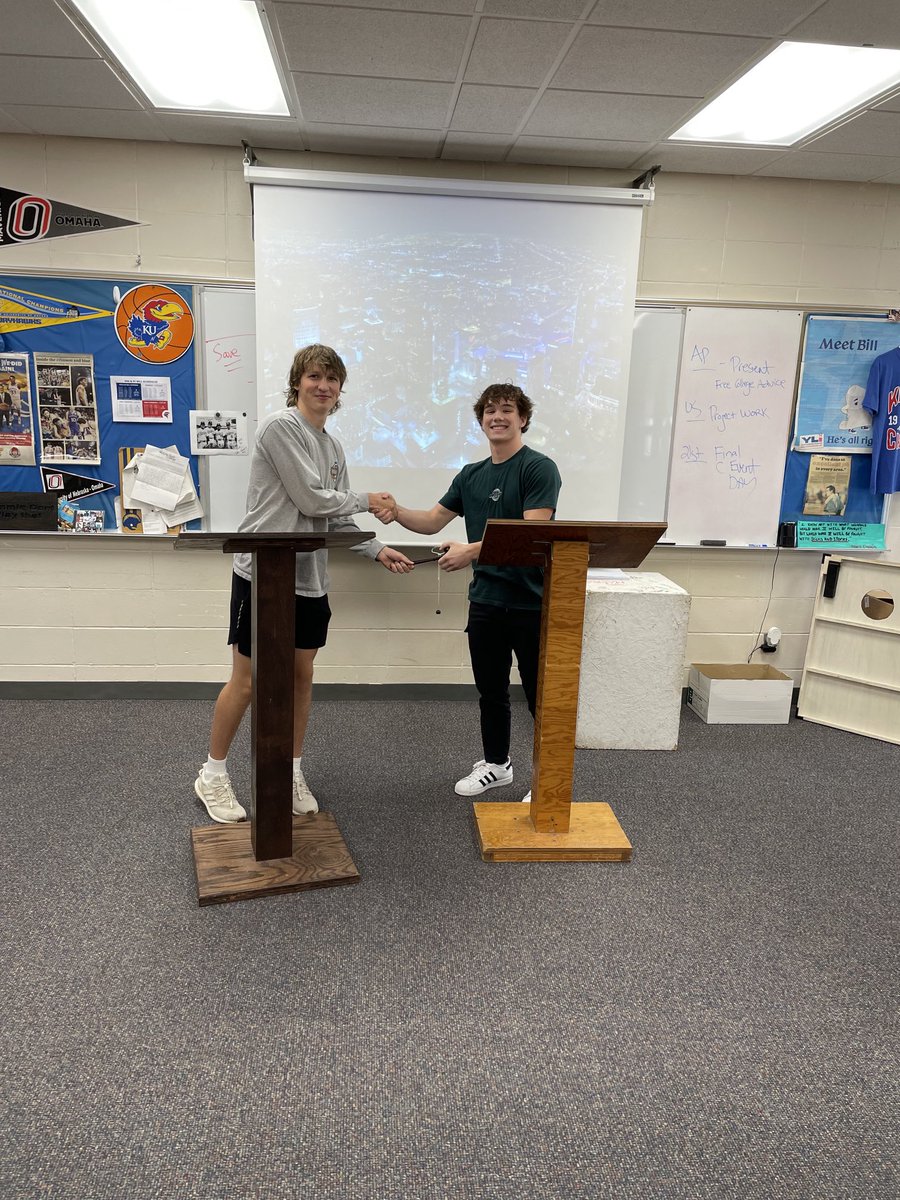 PlatteviewStuco's tweet photo. A peaceful transition of power from 2022-23 President Ben Alexander to our new President for 2023-24 Reed Patera https://t.co/Zo9bcnZtCS