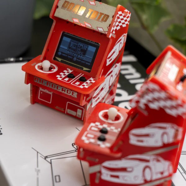 RobotShop's tweet photo. Think back to the good old days of arcade gaming; what if it was in the palm of your hand? Meet #Microcade, a palm-sized Build-Your-Own arcade cabinet made entirely from PCB. Available on our website! https://t.co/OODVaHIbgO https://t.co/SzjdJl0Edy