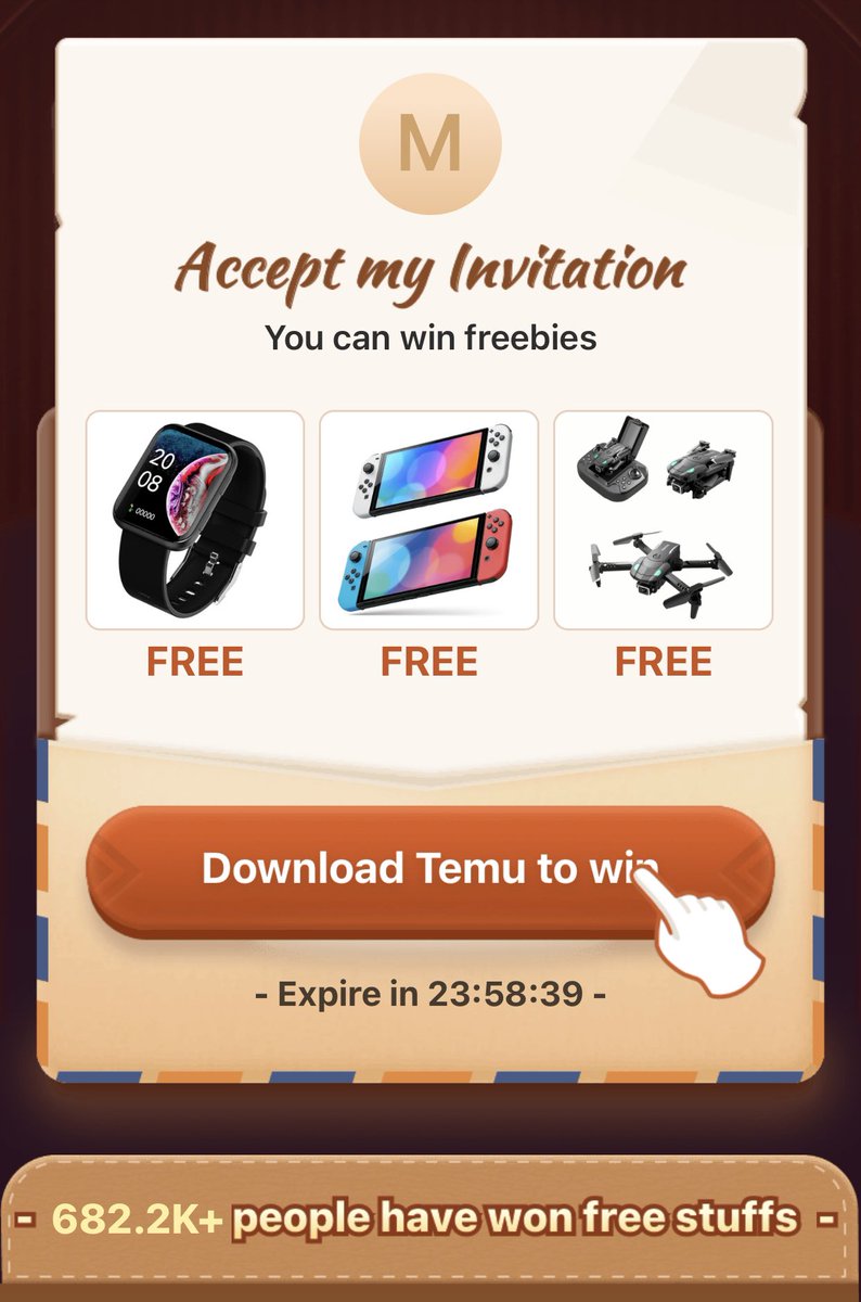 PromoCodigos's tweet image. Uno de los nuevos competidores de AliExpress llega muy muy fuerte… Consigue productos gratis, envío gratis y cupones descuento de hasta 20€. ¡Bienvenido Temu! 🙌🏻 ✨🎉

app.temu.com/m/euCZYWUyF4CD…