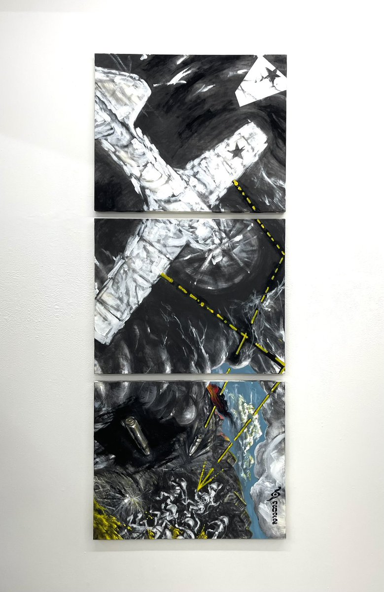 Kotarohoshiyama's tweet photo. 個展の搬入後、待ちに待った中村宏個展「戦争記憶絵図」に駆けつけた。
呪術的に込められた戦争体験のイマージュ、画面に美しく構成されたトラウマのデザイン。作品は作品を超えなければ作品じゃない、と言われている気がした。
#gallery58 https://t.co/OODA8jW9F9