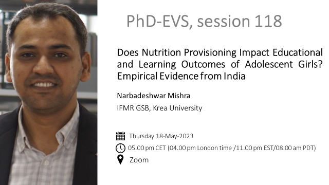 PhdEvs's tweet photo. Join us this Thursday for Narbadeshwar 's presentation on the #effect of nutritional #food program on the #educational and #learning outcomes of #adolescent girls!

Register to receive the zoom link🗓:  https://t.co/SySqajASox

#EconTwitter #AppliedMicro #Education #phdlife https://t.co/FnP3L2hp26