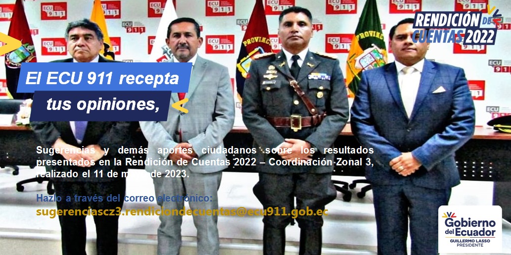 ECU911Ambato's tweet photo. Te invitamos a formar parte del proceso de #RendicionDeCuentas2022 del #ECU911.

✅ Revisa el informe preliminar, anexos y formulario: https://t.co/KGVdm8iG2f…
▶️ Mira el evento de deliberación https://t.co/kO0WNki62u

📨 Recuerda que puedes enviar tus opiniones y sugerencias ⤵️ https://t.co/fejDzUL29e
