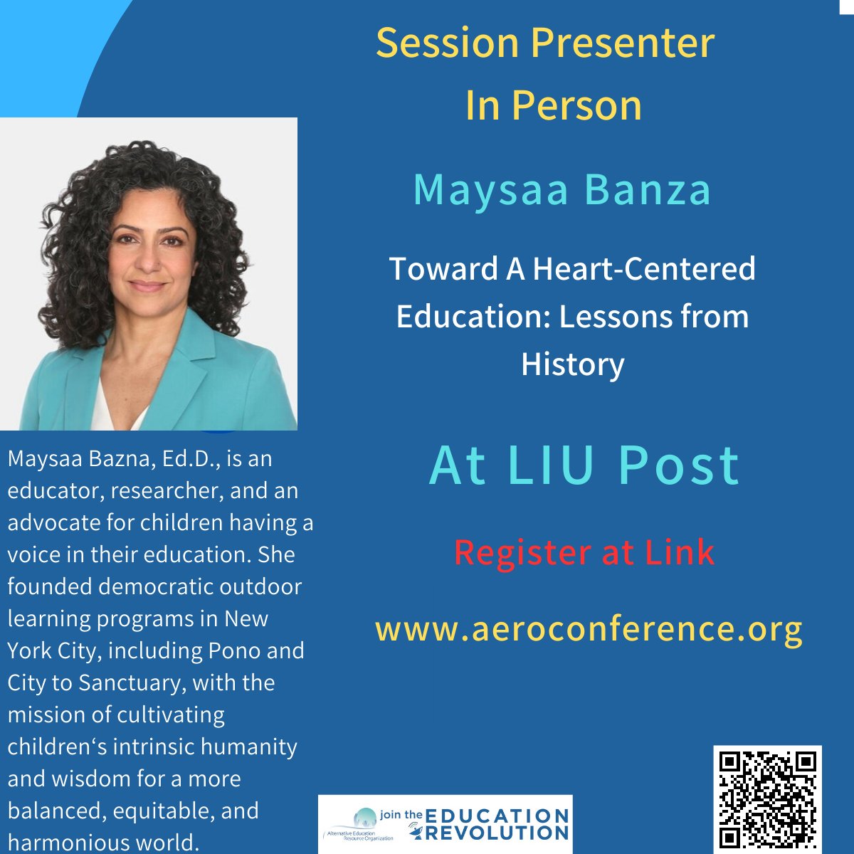 Very pleased that this session is happening at the AERO Conference, June 23-25 at @LIUPost. 
register here aeroconference.org

linkedin.com/feed/update/ur…

 #education #heartcenterededucation #alternative #selfdirectededucation #alternativeeducation #learnerdirected #learning