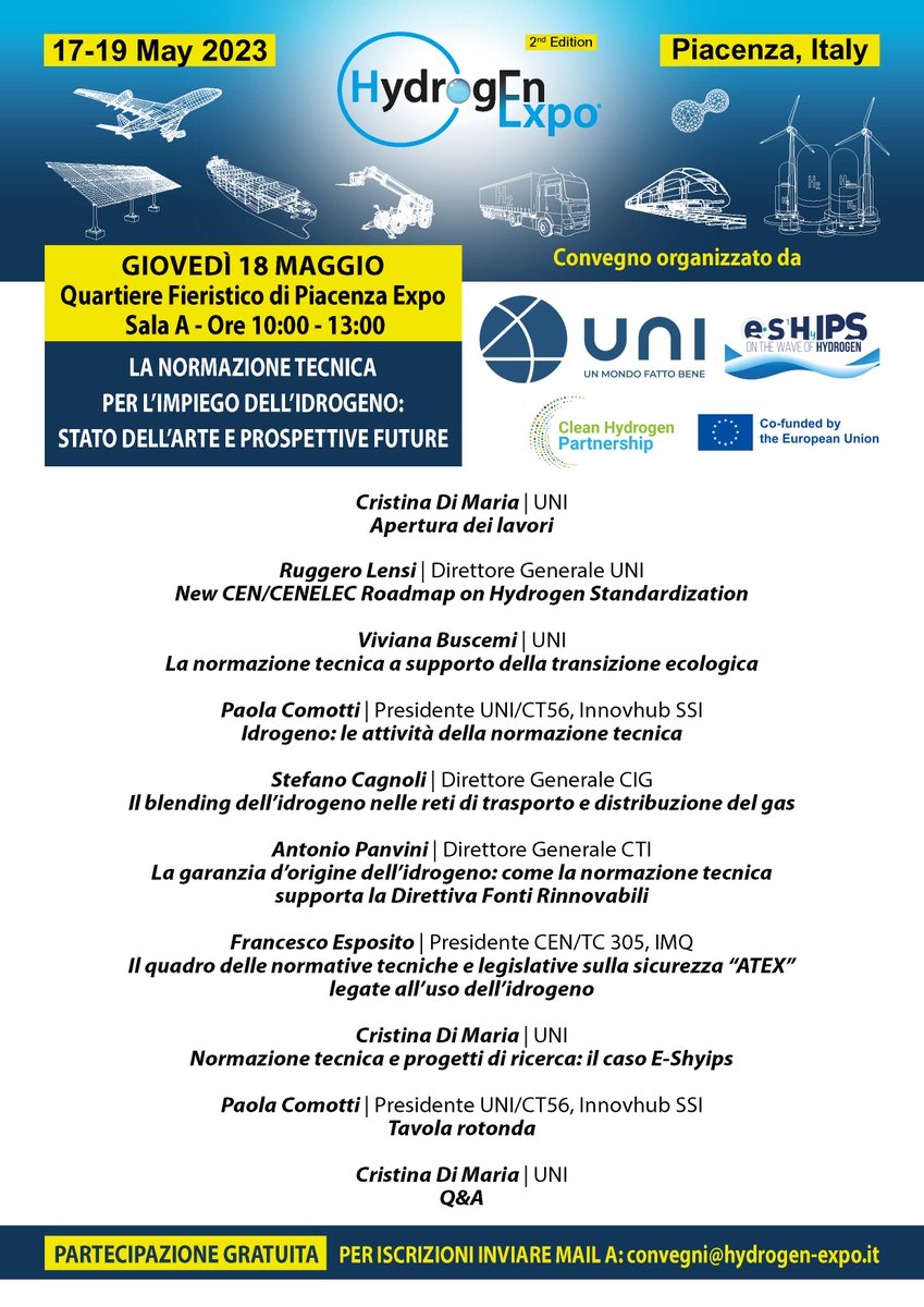 Ruggero Lensi (@ruggero_lensi) on Twitter photo Le <a href="/normeUNI/">UNI</a> sono strumenti necessari per garantire la #sicurezza, le modalità di #produzione, di #trasporto, di #erogazione e di utilizzo necessarie al decollo dell’economia del #idrogeno.
Ne parlerò a <a href="/ExpoHydrogen/">HYDROGEN EXPO</a>
<a href="/celenostalgia/">Celestina Dominelli</a> <a href="/IvonneCarpinell/">Ivonne Carpinelli</a> <a href="/lucampiscitelli/">Luca Michele Piscitelli</a> <a href="/giandoserrao/">giandomenico serrao</a> Le <a href="/normeUNI/">UNI</a> sono strumenti necessari per garantire la #sicurezza, le modalità di #produzione, di #trasporto, di #erogazione e di utilizzo necessarie al decollo dell’economia del #idrogeno.
Ne parlerò a <a href="/ExpoHydrogen/">HYDROGEN EXPO</a>
<a href="/celenostalgia/">Celestina Dominelli</a> <a href="/IvonneCarpinell/">Ivonne Carpinelli</a> <a href="/lucampiscitelli/">Luca Michele Piscitelli</a> <a href="/giandoserrao/">giandomenico serrao</a>