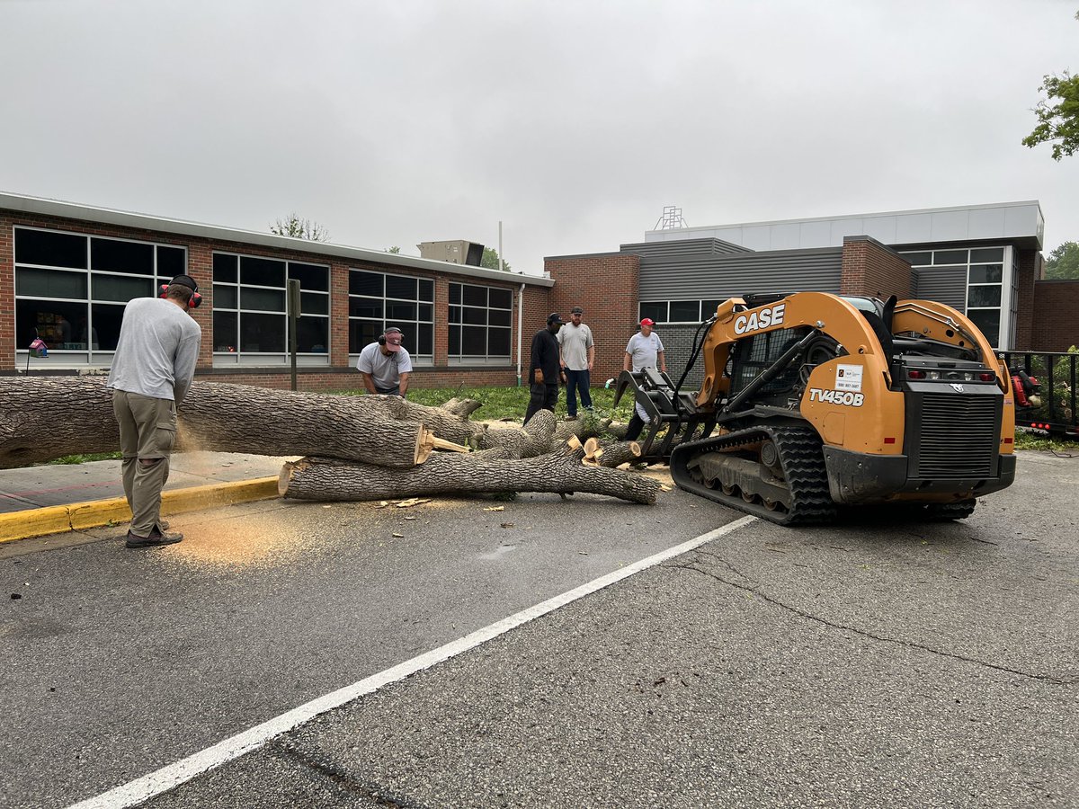 When a huge tree falls a crossed the circle drive, Brandon Greeson and his team of superheroes got to work and save the day! <a href="/olatheschools/">Olathe Public Schools</a> <a href="/YeagerBrent/">Dr. Brent Yeager</a> <a href="/DrJillSmith/">Jill Smith</a> <a href="/TimRevesOPS/">Dr. Tim Reves</a>