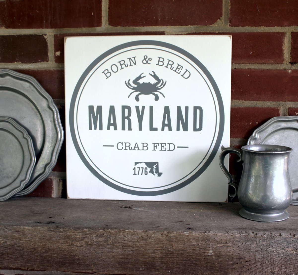 #MarylandSign Born and Bred Gift for Maryland Native #Handcrafted Wood Sign #MarylandPride #steamedCrabs Maryland Gift #SMILEtt23 etsy.me/3BsXCd8 via @Etsy