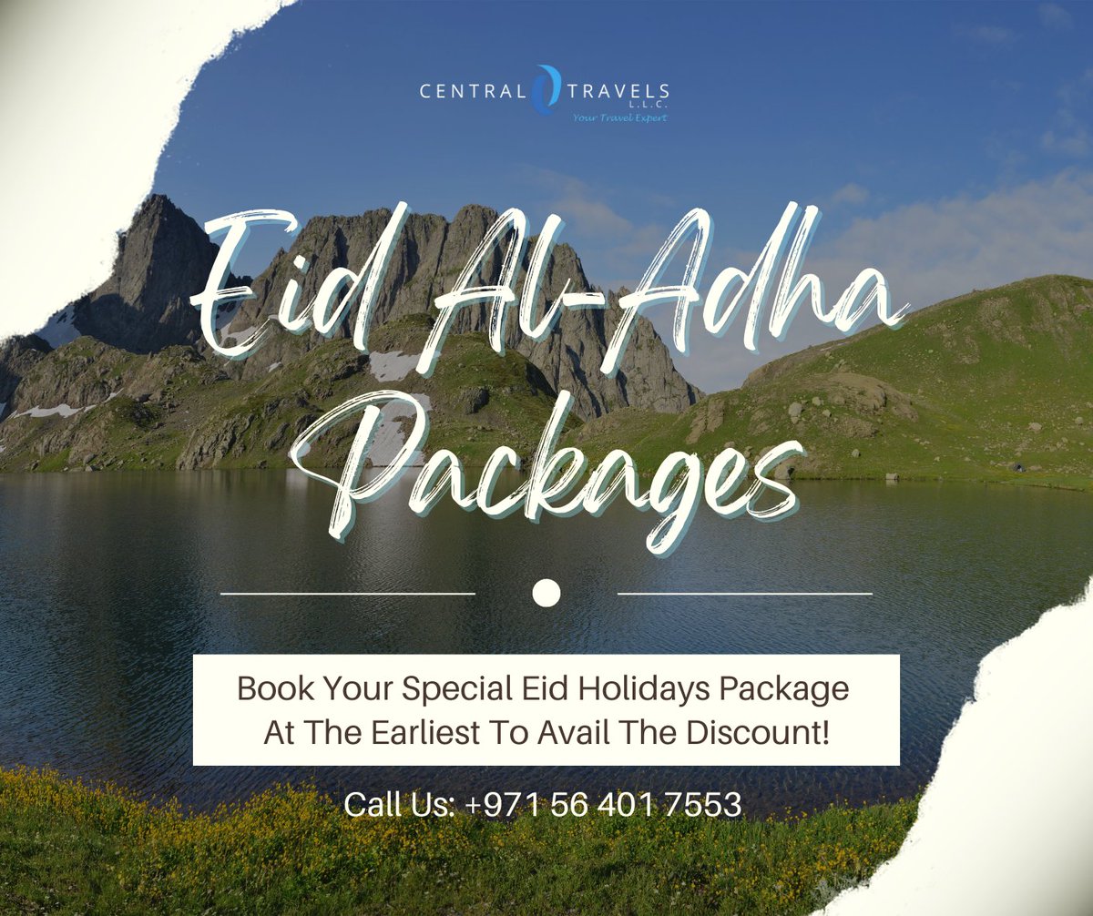 _CentralTravels's tweet photo. We are also offering attractive discounts on early bookings. 🤩
To know more about our packages and to book your tour, please call us or write us at: holidays@centraltravelsuae.com

#CentralTravels #vacations #travelwithus #Eid #EidAlAdha #travelgoals #Offerprices https://t.co/2pKHdBbS8X
