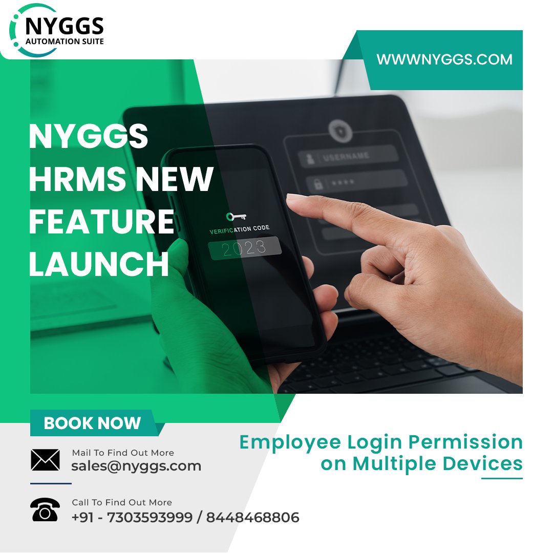 We are pleased to announce the launch of a new feature in NYGGS HRMS - Employee Login Permission on Multiple Devices! This feature allows employees to securely access their accounts from multiple devices without having to log in again.
.
.
.
 #automation #data #software #HRMS