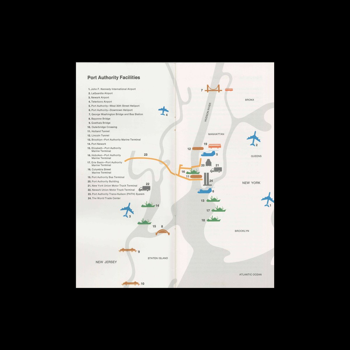DesignReviewed's tweet photo. Traveler's Guide To Port Authority Facilities, The Port of New York Authority, 1971 https://t.co/3qxW6AgMA0 #ephemera #designephemera https://t.co/QWBdxn34Wd