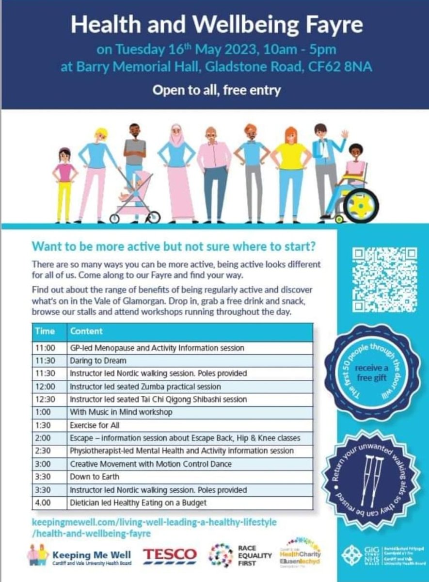 There's still a few hours left to come and visit us at the Health and Wellbeing Fayre @Barry Memorial Hall. Some fantastic services and organisations showcasing the incredible work they are doing for Vale residents.