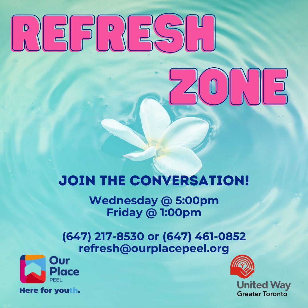 Connect with your peers! Refresh Zone is a safe space for youth in Peel region to come together to discuss current issues & concerns impacting them. Join our next group ✉️: refresh@ourplacepeel.org

#refreshzone #refreshsupport #youthhomelessness #peersupport #safespaceforyouth