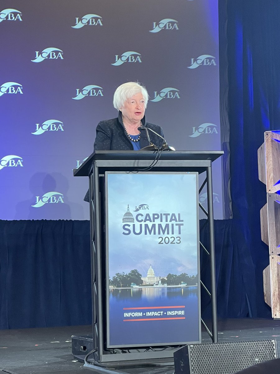 “Community banks have long played an outsized role . . . providing over 40% of small business loans and over 60% of Ag loans.” <a href="/SecYellen/">Secretary Janet Yellen (Archived)</a> speaking at the <a href="/ICBA/">Independent Community Bankers of America</a> Capital Summit. #communitybanks