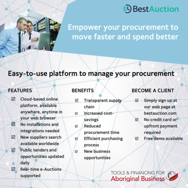 The CCAB has partnered with <a href="/BestauctionCom/">BestAuction</a> to help our Certified Aboriginal Businesses (CAB) and Business Members (BM) become export champions. 

You can access the BestAuction tool on the TFAB site here: ccab.com/tfab/bestaucti…