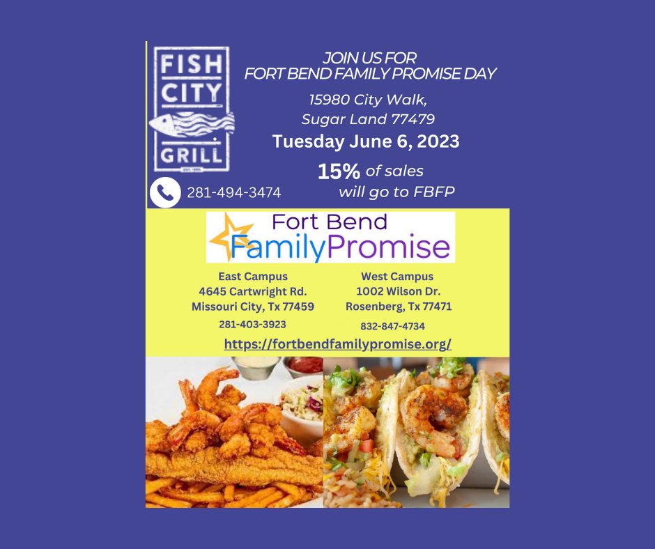FBFamilyPromise's tweet photo. #donationsaccecpted #donationsappreciated @fishcitygrillsugarland #donate to #fortbendfamilypromise 
https://t.co/UlNO4CWiZe https://t.co/zVYFXcfUkX