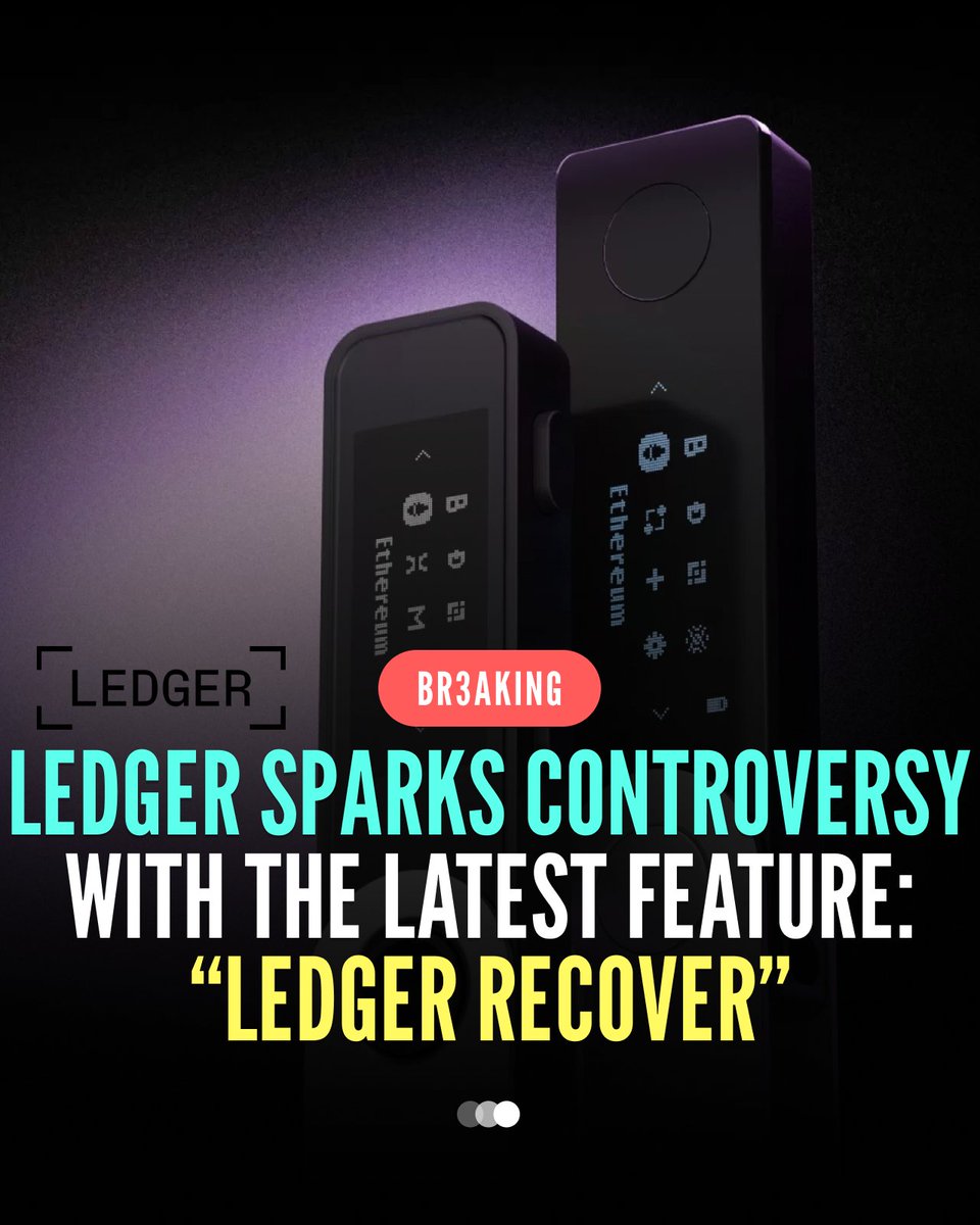 themetav3rse's tweet photo. BR3AKING: "Ledger Recover" sparks controversy, raising concerns over seed phrase security.

@BTChip on Reddit, "The device sends encrypted shards of your seed to different companies if you decide to use the service. You can of course still choose to backup it yourself." https://t.co/xBClFlHAbB