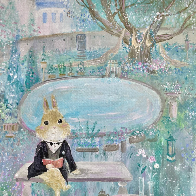 可愛いツーショットも頂きました( ',,•ω•,,`)ꕤ*.゜   #ペット似顔絵 #ペット似顔絵オーダー #うさぎアート #ネザーランド