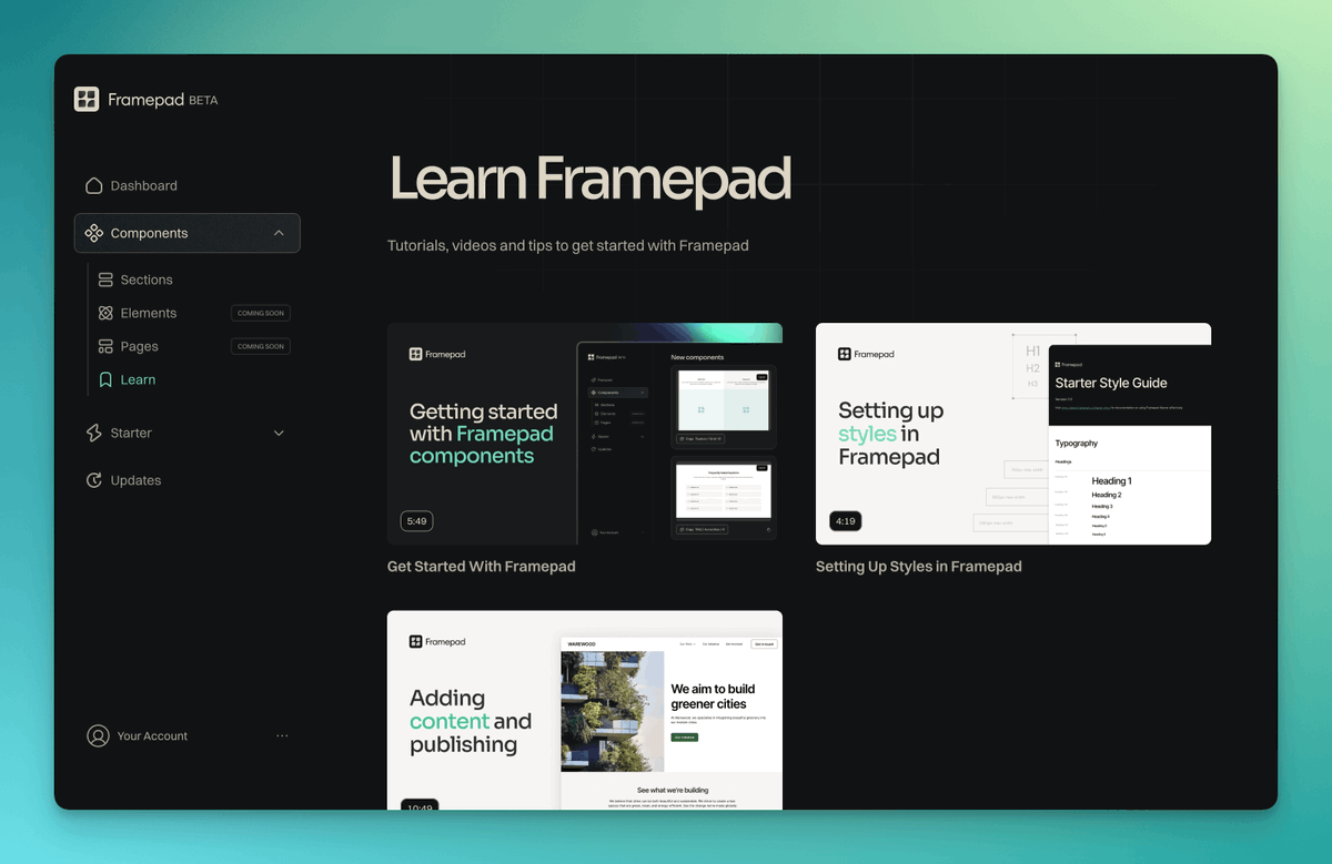 Just published 3 tutorial videos for Framepad 💥

They go over pasting, editing and styling components, with a live build using Framepad components in the final video.